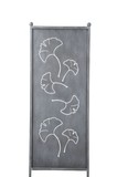 Stele m.Blatt grau 52xH165cm Eisen, Ginkgo Blatt
