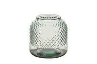 Glas Vase klar D19xH19cm Riffel