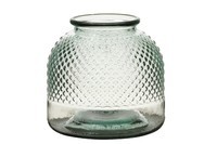 Glas Vase klar D24xH23cm Riffel