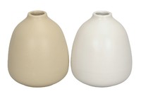 Porz.Vase x2 cre/br. D12,5xH15 Farb.Sort.N